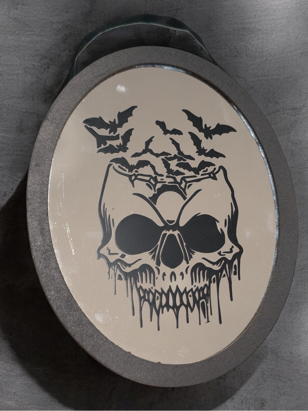 Black Skull & Bats mirror Wall Plaque - Home Wall Decor